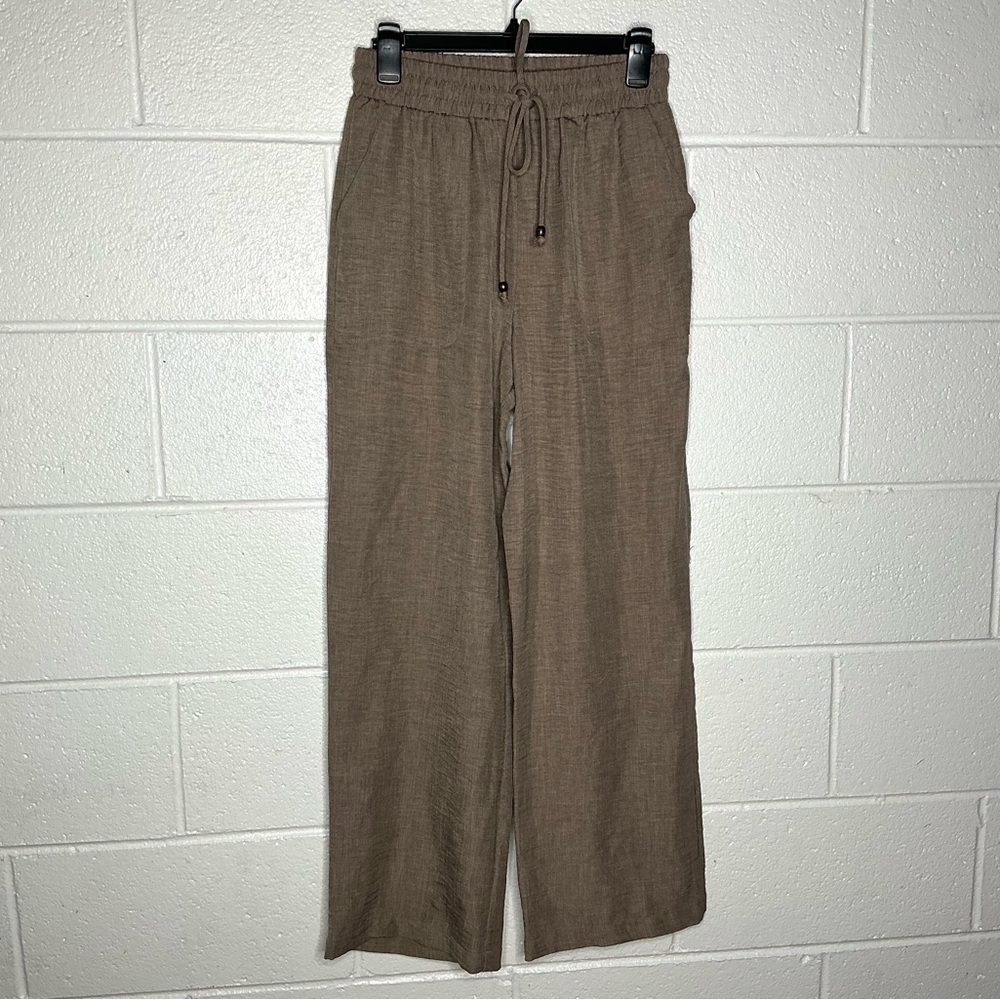 < 3rd + Malt Tan Pull On Wide Leg Pants >